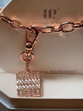 Bomb Party! Rose Gold Crystal Square Pave Necklace
